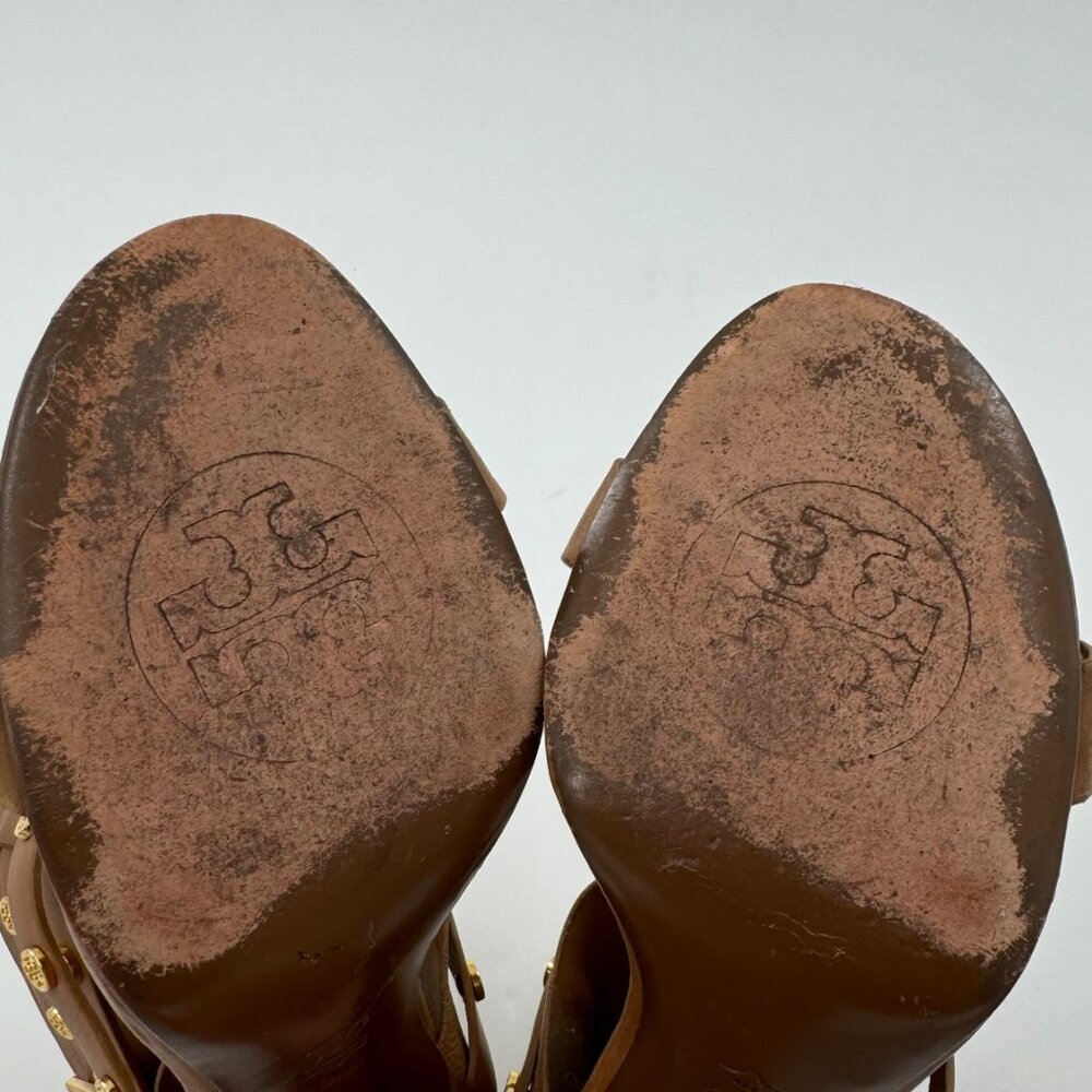 Tory Burch Graham Brown Leather Strappy High Heel Sandals 9M - Picture 12 of 15